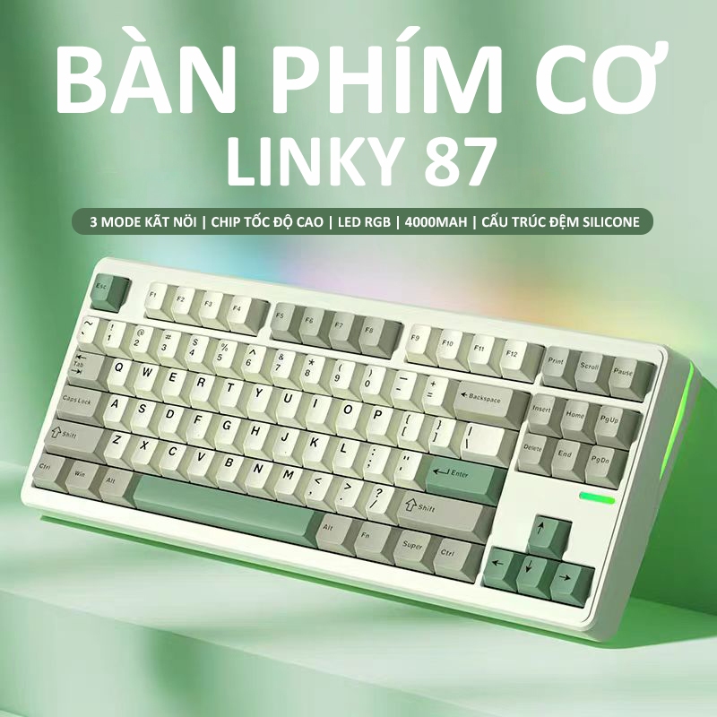 Bàn phím chơi game cơ ELECFOX LINKY 87 TKL 87 3 Chế độ kết nối RGB