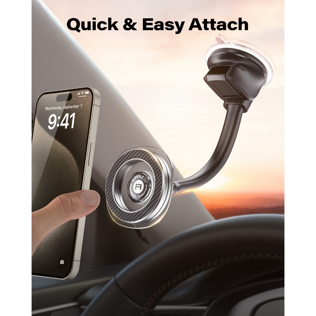 APPS2Car Magsafe Giá đỡ điện thoại trên ô tô từ tính Phù hợp cho iPhone 17 / 16 / 15 / 14 / 13 / 12 