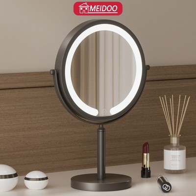 Gương trang điểm để bàn MEIDOO có đế sạc, độ sáng có thể điều chỉnh, gương xoay 360° độ nét cao