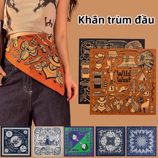  55CM Khăn bandana nhiều màu Hiphop khăn đội đầu băng đô đa năng vuông Khăn trùm đầu cho nam nữ Khăn mặt L101 
