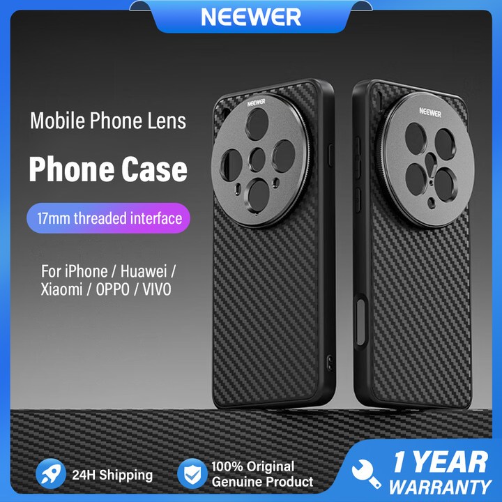 Ốp điện thoại NEEWER, Tương thích với Android & IOS, TPU + Hợp kim nhôm Giá đỡ ống kính 17mm & Bộ ch