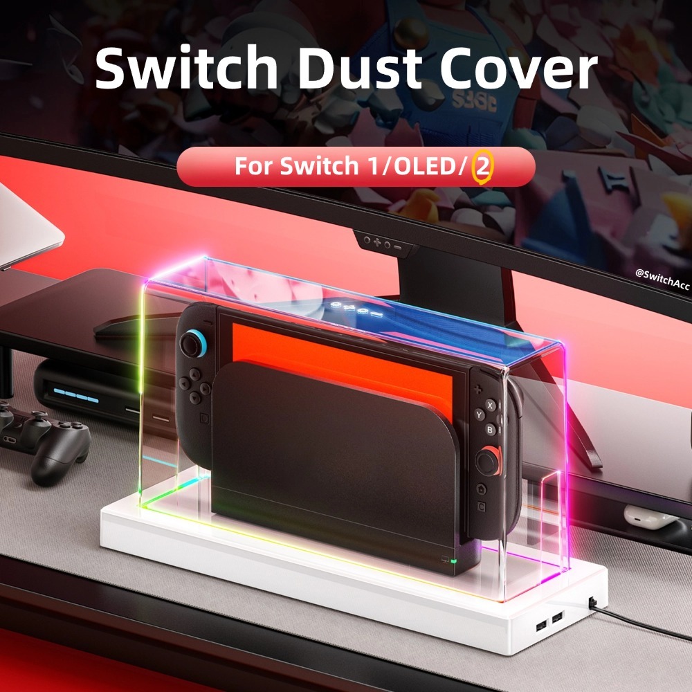 Switch Dust Cover Acrylic Trong suốt Hàng có sẵn RGBW Light Base Switch Thiết kế chủ đề trò chơi [SwitchAcc]