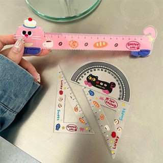 4 thước kẻ Thước mèo dễ thương với sóng Dụng cụ đo góc đa chức năng Đồ dùng học sinh sáng tạo văn phòng phẩm minh họa đồ dùng văn phòng