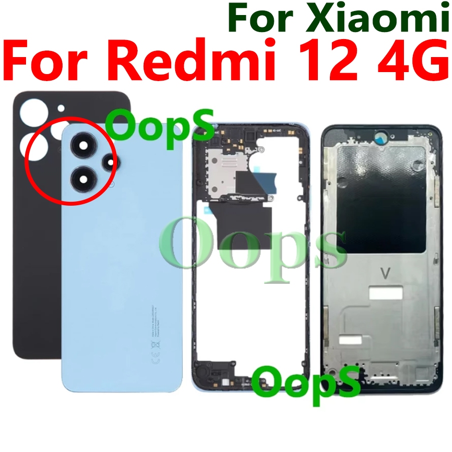Dành Cho Redmi 12 4G Pin Ốp điện thoại LCD Khung Trước + Khung Giữa Viền Vỏ 23053RN02A 23053RN02Y