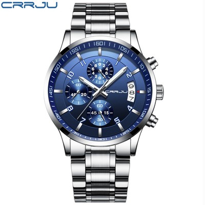 Đồng hồ nam CRRJU 2214S bộ máy chuyển động thạch anh nhật bản thép không gỉ không thấm nước