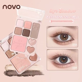  Bảng Phấn Mắt NOVO 8 Màu - Sắc Tố Cao Mờ Lấp Lánh Màu Nâu Đất Trang Điểm Mắt 6511 