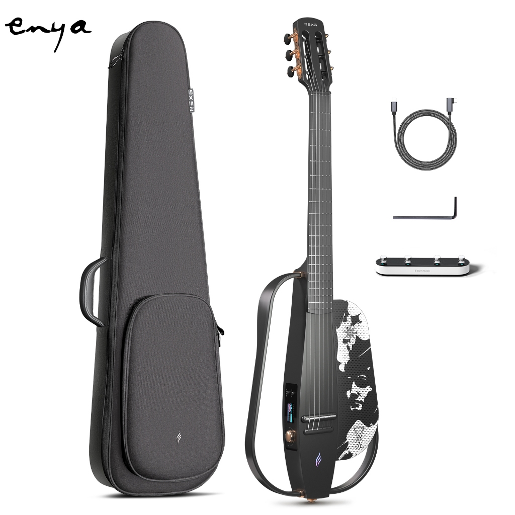 Đàn Guitar du lịch dây Nylon cổ điển bằng sợi Carbon Enya Acoustic-Electric NEXG 2N Lucifer Andrea Chiarini Signature với loa không dây 50W, Túi Gig dày, Bàn đạp chuyển mạch chân, C
