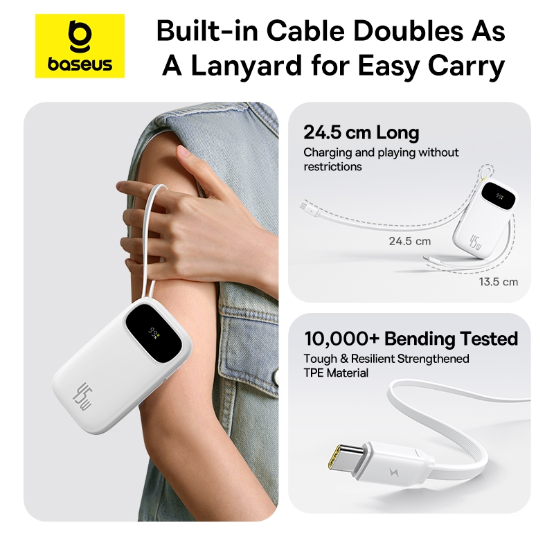 Baseus Màn hình kỹ thuật số Power Bank với 2 cáp USB-C tích hợp | BigBuy360 - bigbuy360.vn