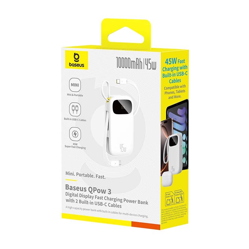 Baseus Màn hình kỹ thuật số Power Bank với 2 cáp USB-C tích hợp | BigBuy360 - bigbuy360.vn