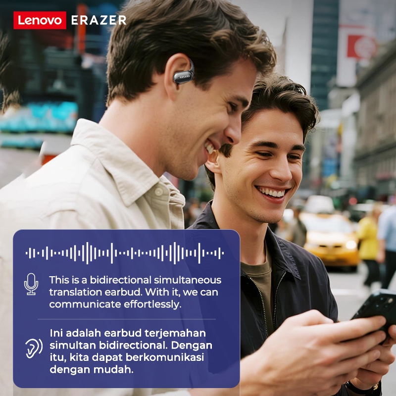 Lenovo ERAZER XF56 Tai Nghe Phiên Dịch AI thông minh AI Tai nghe Bluetooth Bluetooth 6.0 Dịch thuật thời gian thực 134 ngôn ngữ Màn hình LED hiển thị nguồn Hiệu ứng âm thanh HIFI Độ trễ thấp | BigBuy360 - bigbuy360.vn