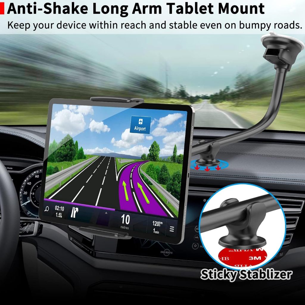 APPS2Car Máy Tính Bảng Ô Tô Gắn iPad Giá Đỡ Tay Dài Nối Dài Cốc Hút Mạnh Chống Lắc Cố Định Chống Sốc