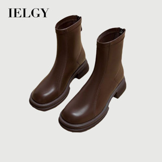 IELGY Đen Booties Nữ Mùa Thu Đông 2025 Phong Cách Anh Skinny Khỏa Thân Giày Bốt Martin Giày Skinny Và Lông Cừu