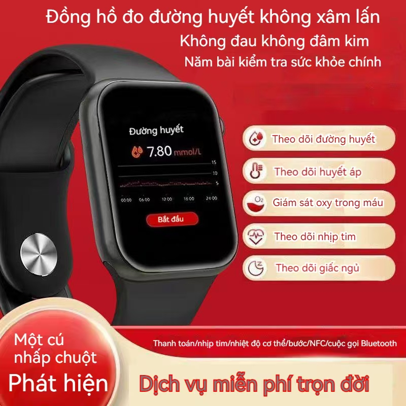 Đồng hồ thông minh Đồng hồ đo đường huyết Huyết áp Oxy huyết Nhịp tim Theo dõi ECG Cuộc gọi Bluetoot
