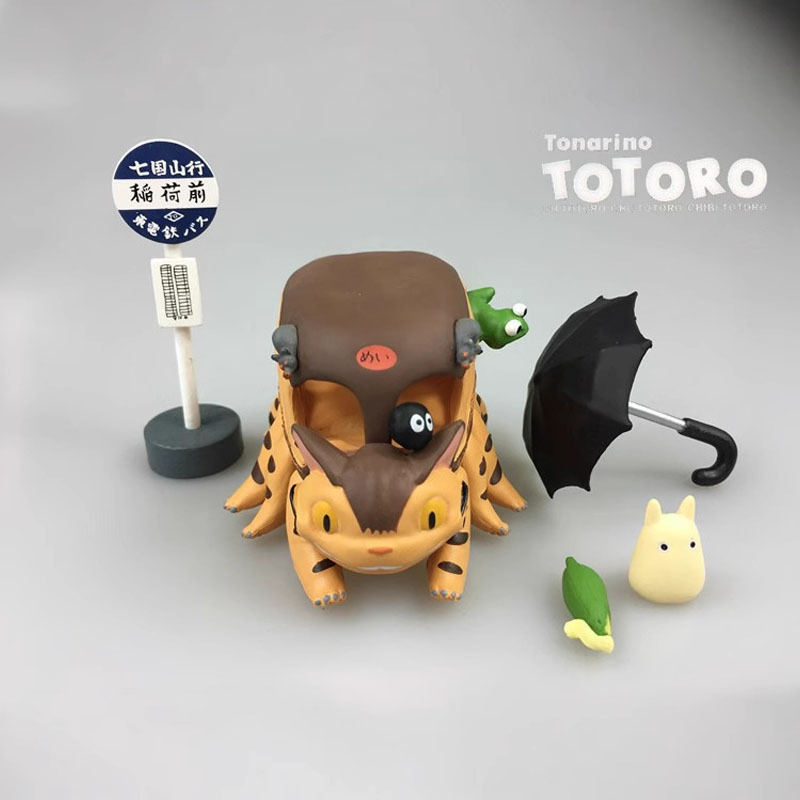 21cm Anime Mới Hoạt Hình Xe Buýt Mèo Hình Đồ Chơi Mô Hình Jiji Xếp Chồng Mèo Đen Xếp Chồng Vui Vẻ Bộ