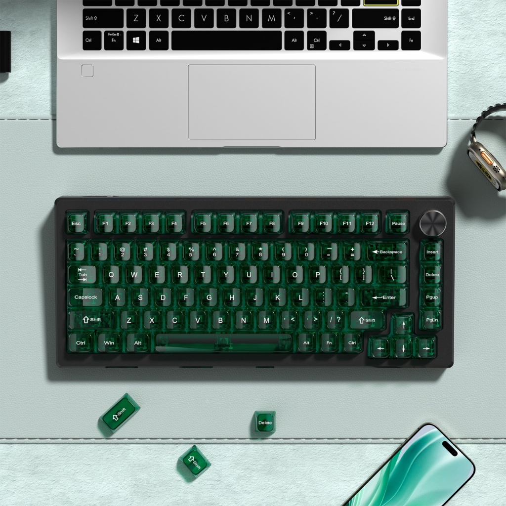 Womier 115 Phím Bộ Keycaps tùy chỉnh Màu xanh lá cây trong suốt Hồ sơ MDA Mũ chìa khóa tối giản | BigBuy360 - bigbuy360.vn