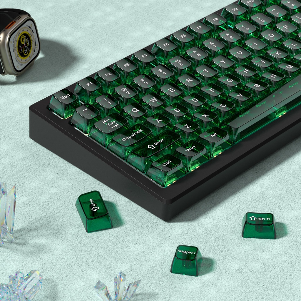 Womier 115 Phím Bộ Keycaps tùy chỉnh Màu xanh lá cây trong suốt Hồ sơ MDA Mũ chìa khóa tối giản | BigBuy360 - bigbuy360.vn