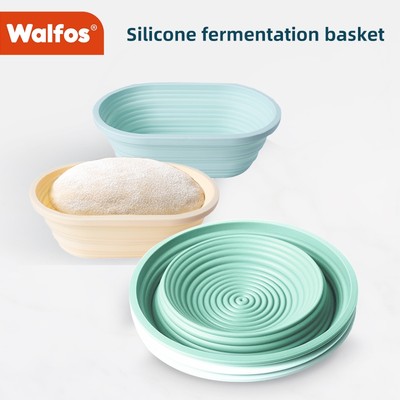 Giỏ lên men bằng silicon WALFOS Gấp, chịu nhiệt độ cao, lên men bánh mì dung tích lớn