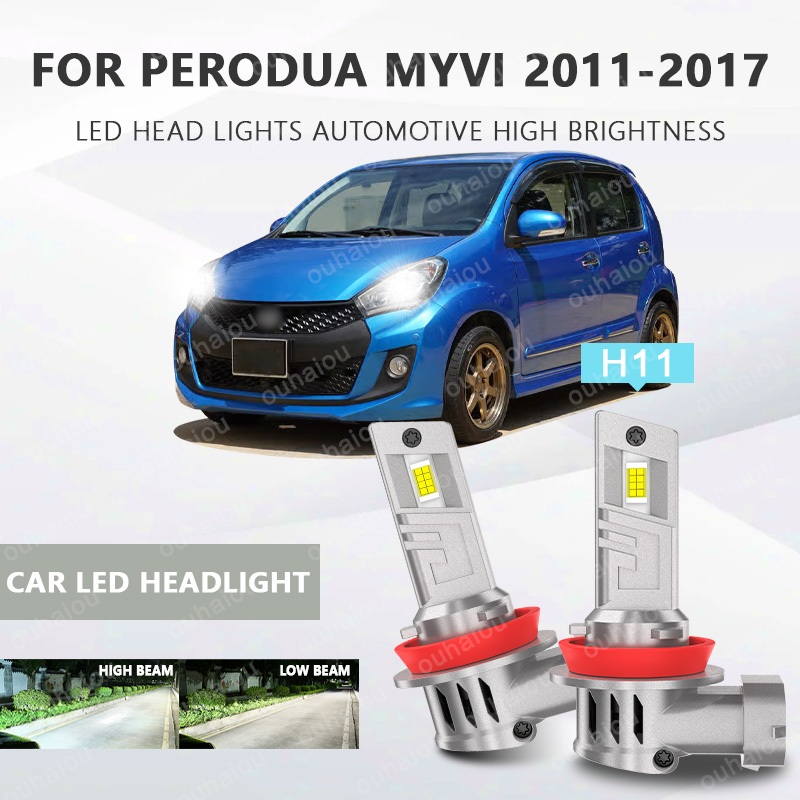CHO Perodua MYVI 2011-2017 Đèn pha LED ô tô H11 Đèn pha ô tô LED siêu sáng