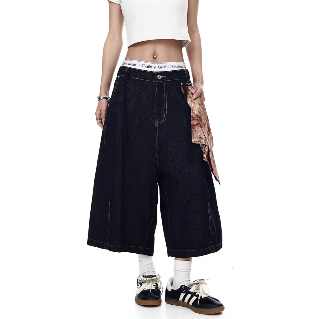 Bonnie Cathy  Quần short jeans nam, có chi tiết túi kẻ sọc