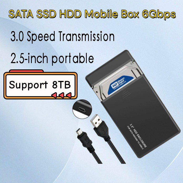 Ốp Lưng USB3.1 2.5 '' Inch Hỗ Trợ 8TB SATA SSD HDD Hộp Di Động 6Gbps Hộp Di Động Bên Ngoài Bộ Chuyển
