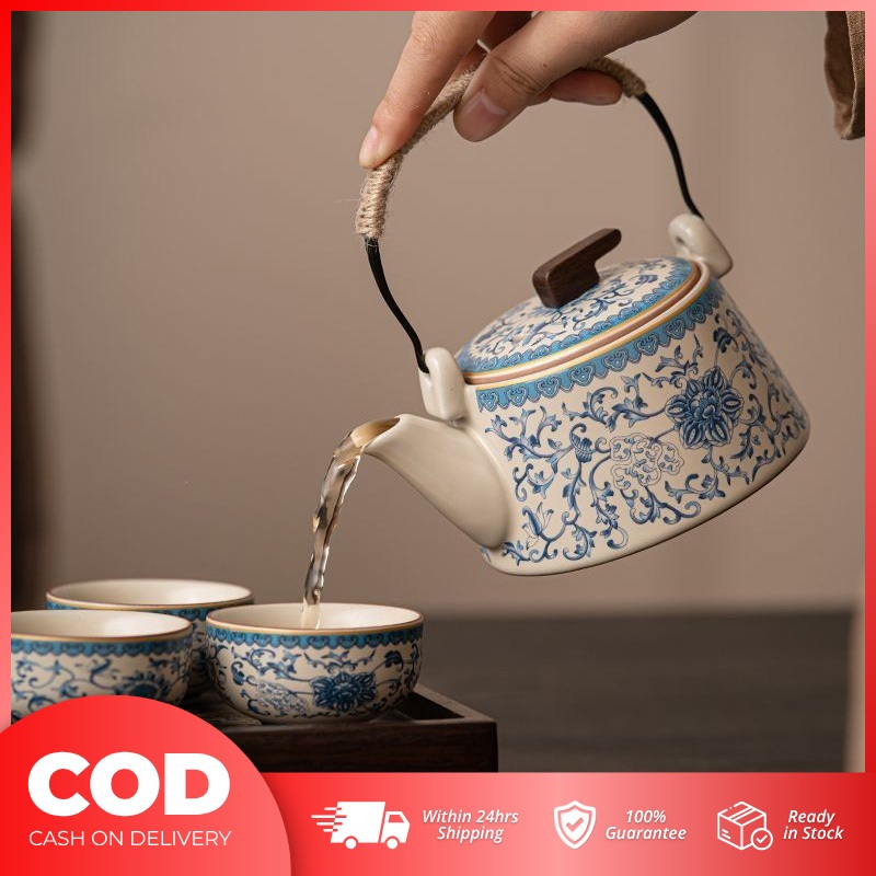  Bộ ấm trà gốm Trung Quốc Nhữ Diêu Thanh Hoa Trà Ấm cỡ nhỏ Đề Lương Ấm trà gốm sứ Nhữ gốm sứ pha trà ấm gia đình Vintage thủ công đơn ấm 