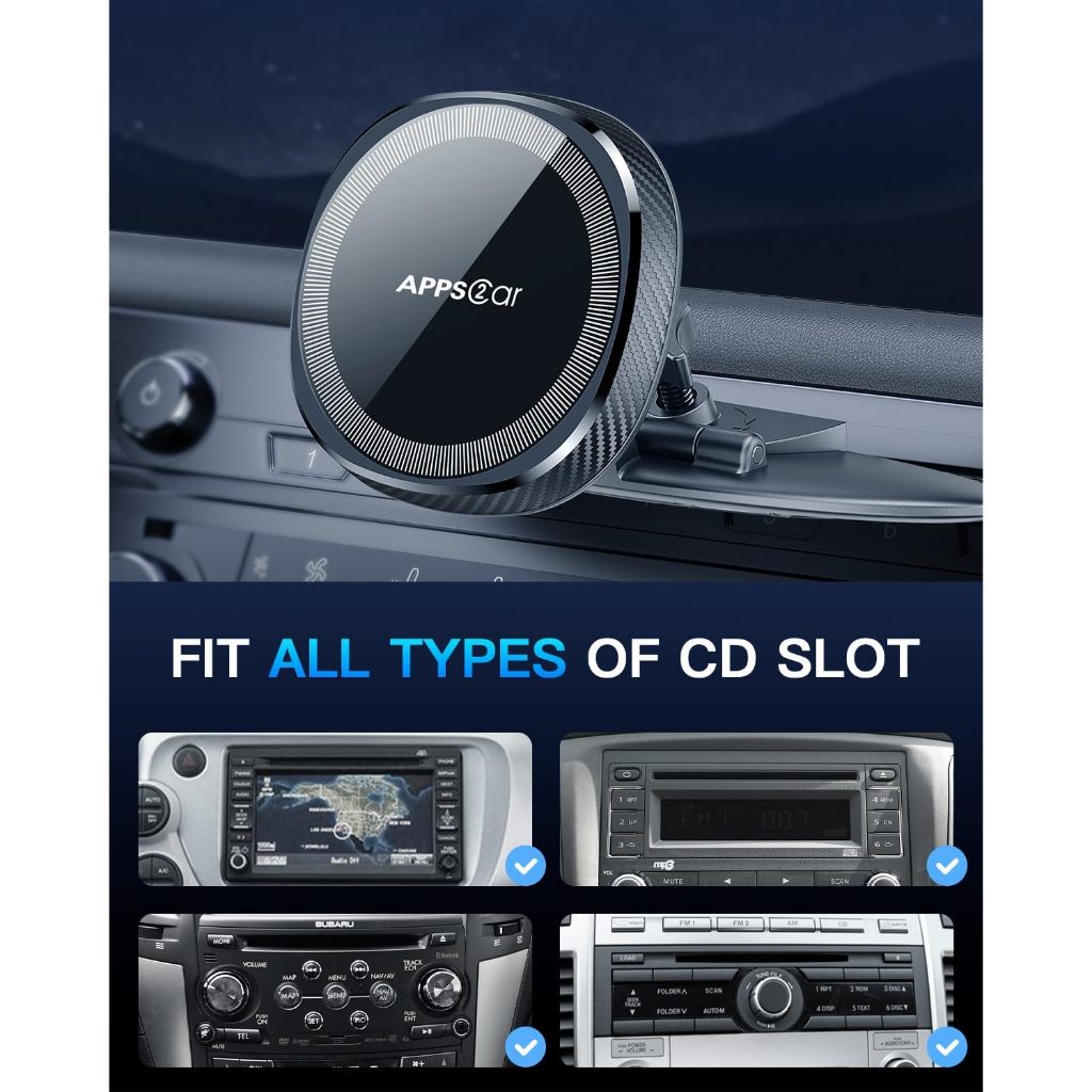 APPS2Car Magsafe Giá đỡ điện thoại Máy nghe nhạc CD trên ô tô Giá đỡ điện thoại CD từ tính Tương thí