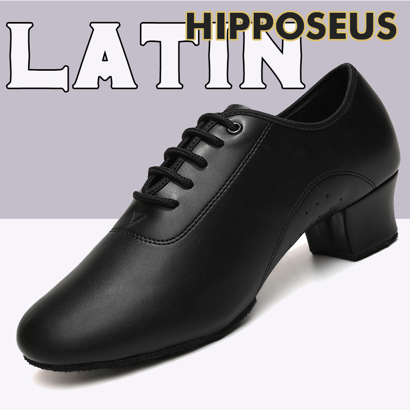 Size 35-45 Giày Khiêu Vũ Nam Latin Gót Thấp Da Đen Tango Phòng Khiêu Vũ Hiện Đại Giày Gót 3.5cm
