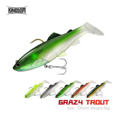 Kingdom Mồi Câu Cá Chìm T-Tail Mồi Mềm 120mm 38g Thiết Kế Đầu Chì Phạm Vi Tìm Kiếm Rộng Wobblers Cho Bass Cá Rô Pike Barracuda Cá Hồi