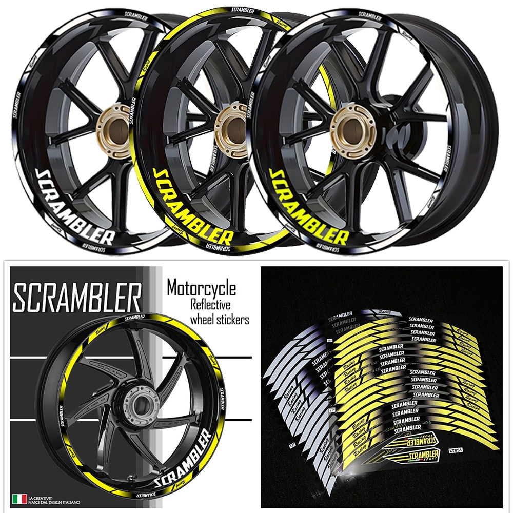 DUCATI SCRAMBLER Xe Máy Phản Quang Bánh Xe Miếng Dán Trung Tâm Decal Vành Phụ Kiện Cho DUCATI SCRAMB