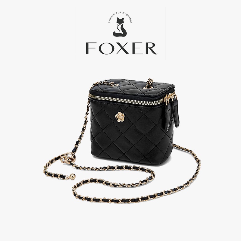 Túi đeo vai đơn nữ FOXER, Đen / Trắng