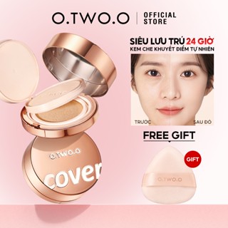 O.two.o 2In1 Kem Phấn & Đệm Bảo hiểm toàn diện Kem nền không tì vết / không móng vuốt Matte Oil-Control Longwear Setting Pressed Powder Natural Finish Base Makeup With Puff 101g