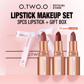 [LIVE] O.TWO.O 3 chiếc Matte Lipstick Misty Kiss Lock Color Silky 24H Bộ trang điểm môi lâu trôi