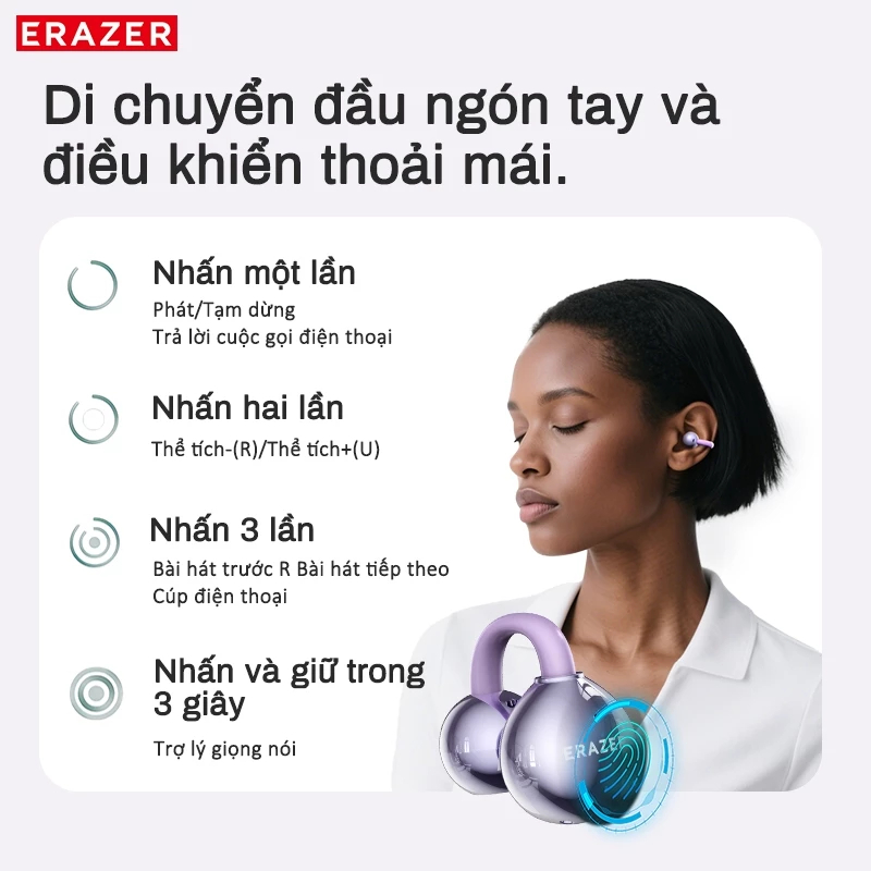 Lenovo ERAZER XF55 AI Dịch thuật thời gian thực Tai nghe Bluetooth Loại kẹp tai Tai nghe Bluetooth 6.0 Chất lượng âm thanh HiFi IPX5 Tai nghe không dây chống nước Bảo hành một năm | BigBuy360 - bigbuy360.vn