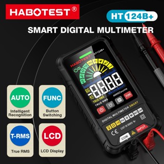  HABOTEST HT124 600V AC DC Đồng hồ vạn năng kỹ thuật số 600V AC DC Đồng hồ vạn năng kỹ thuật số True RMS Đồng hồ đo điện áp tự động có đèn nền Màn hình LCD NCV Máy kiểm tra dây trực tiếp 