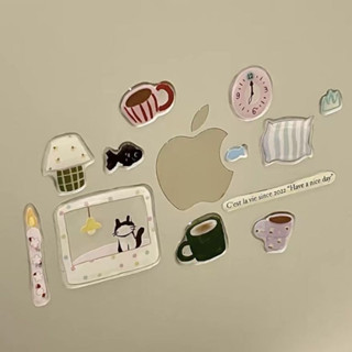 OHAYA |Camera Mèo |Chữa Bệnh Minh Họa Thạch Miếng Dán Hoạt Hình Mèo Đen Nhỏ Tự Làm Vỏ Điện Thoại Máy Tính Ba Chiều 3d Nhãn Dán Trang Trí