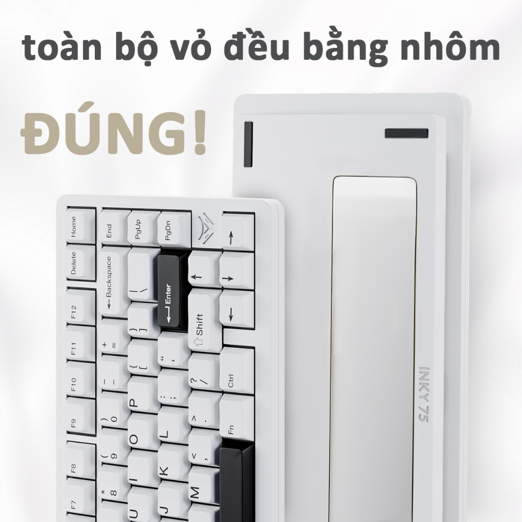 ELECFOX INKY Bàn phím cơ nhôm | Vỏ nhôm nguyên khối 6063, Layout 75%, Bàn phím chơi game, Kết nối 3 chế độ Có dây/Bluetooth 5.0/Không dây, 17 hiệu ứng đèn RGB | BigBuy360 - bigbuy360.vn