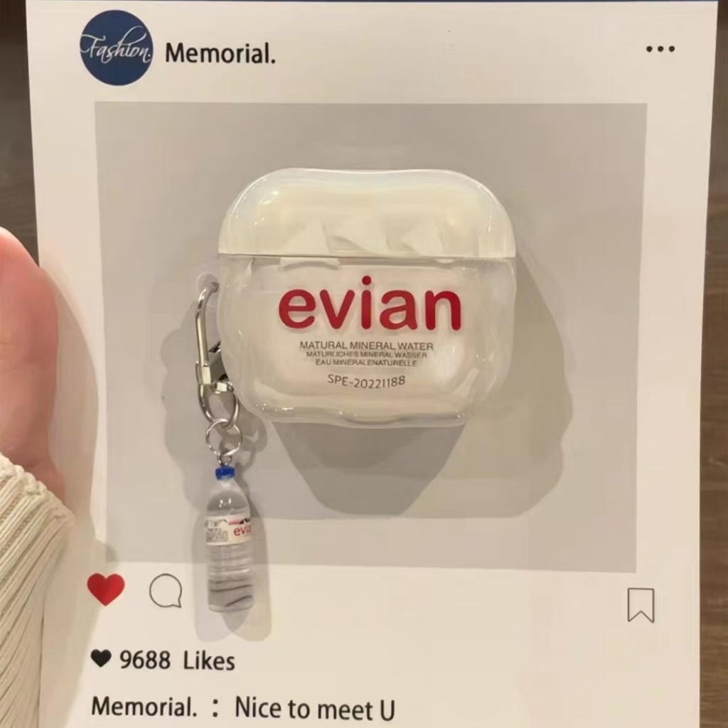 Ốp lưng Airpod họa tiết nước Evian thời trang Airpod Pro2 Vỏ tai nghe chống sốc cho Apple AirPods Pr