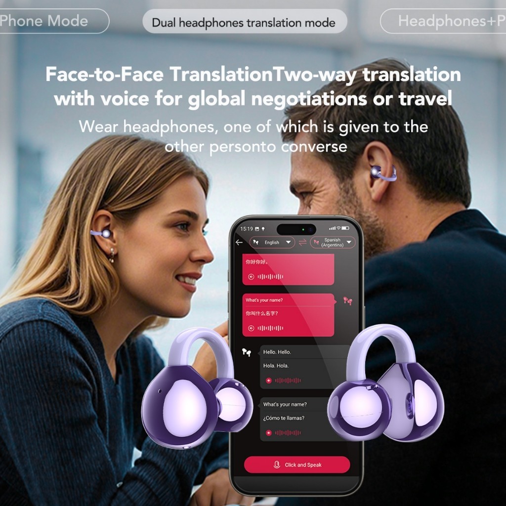 MINISO MS201 Tai nghe phiên dịch Bluetooth 6.0 Kẹp tai Màn hình LED cảm ứng Có chức năng chống ồn chủ động | BigBuy360 - bigbuy360.vn