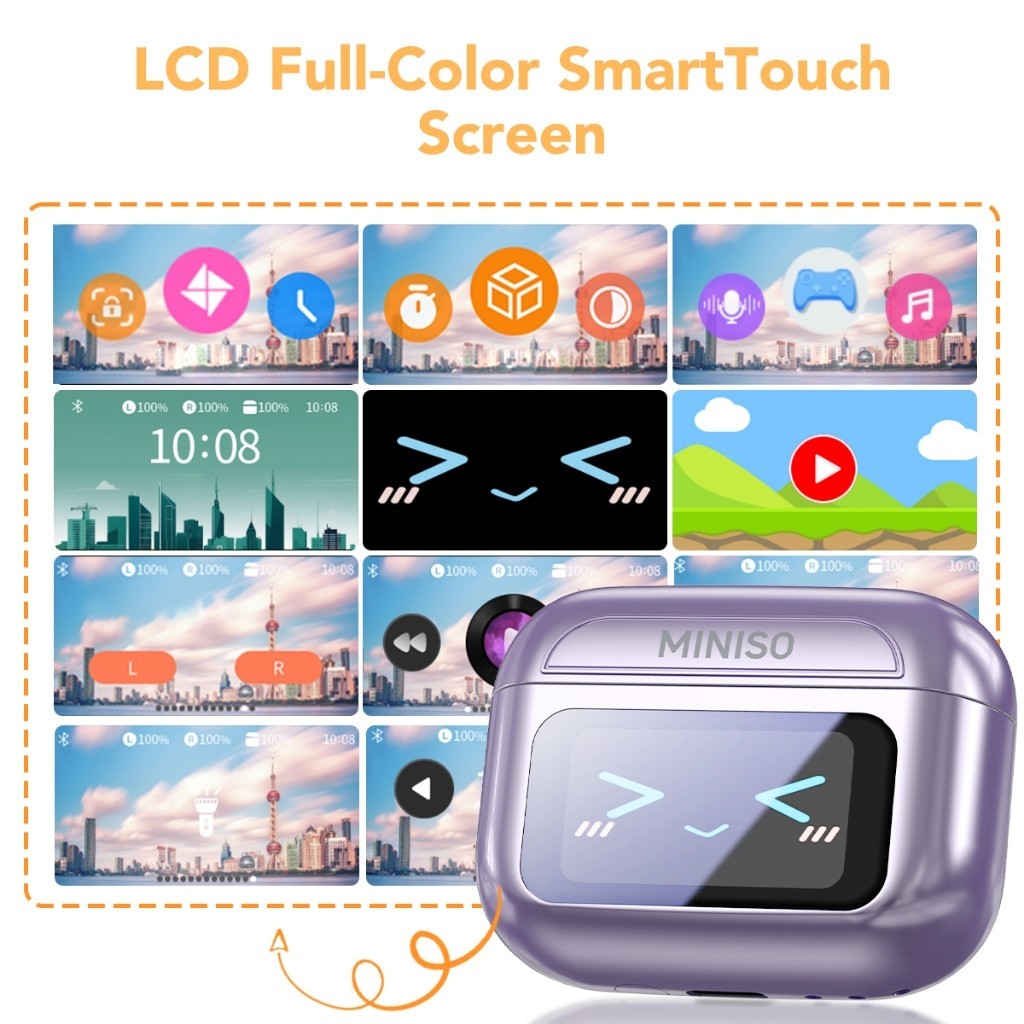 MINISO MS201 Tai nghe phiên dịch Bluetooth 6.0 Kẹp tai Màn hình LED cảm ứng Có chức năng chống ồn chủ động | BigBuy360 - bigbuy360.vn