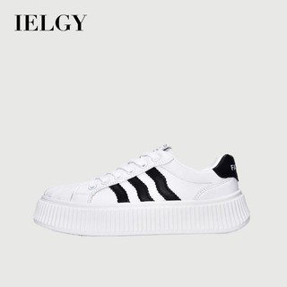 IELGY Giày đế dày vỏ trắng nữ 2025 mới niche phong cách Hồng Kông đế dày thông thường