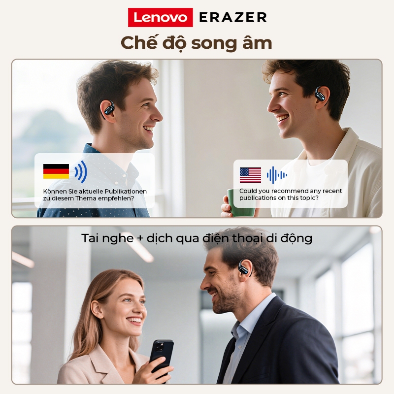 Lenovo ERAZER XP18 AI Tai Nghe Phiên Dịch với Power Bank 3000mAh Bluetooth 6.0 Thiết kế OWS không dây IPX5 Màn hình LED chống nước | BigBuy360 - bigbuy360.vn