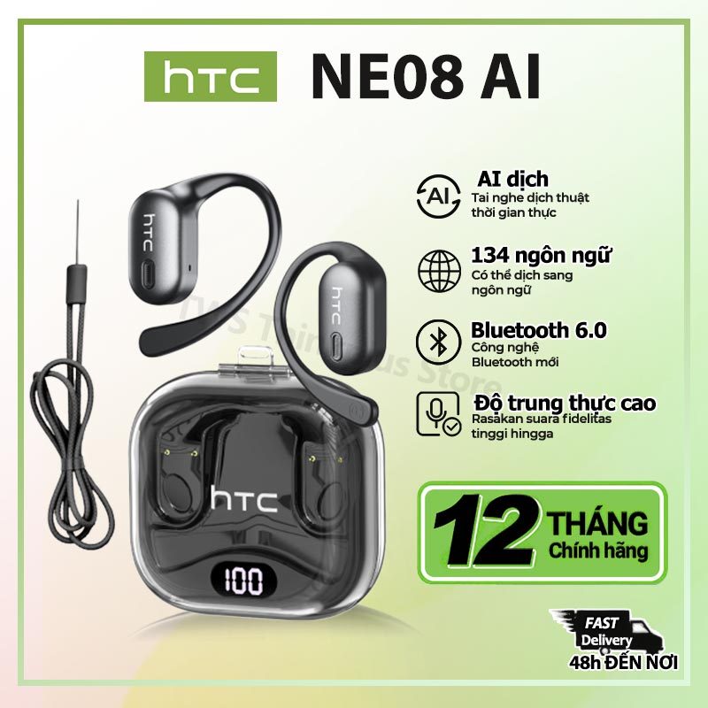 HTC NE08 tai nghe phiên dịch AI bluetooth v6.0 Dịch phụ đề thời gian thực Thiết kế móc tai Tai nghe không dây Tuổi thọ pin dài Tai mở tai | BigBuy360 - bigbuy360.vn