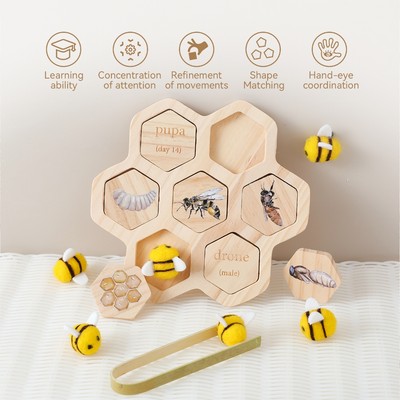 Montessori Đồ Chơi Học Tập Sớm Bằng Gỗ Tổ Kẹp Ong Đồ Chơi Vòng Đời Nudging Đồ Chơi Trẻ Em Tay Mắt Phối Hợp Tập Trung Đồ Chơi Huấn Luyện