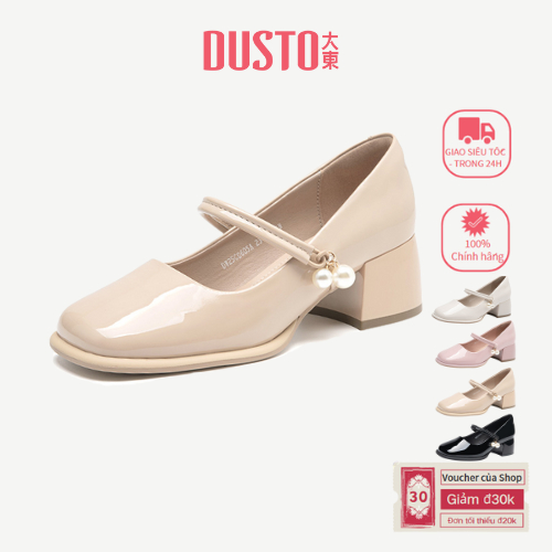  DUSTO Giày Cao Gót Dày Mary Jane Ngọc Trai Phụ Kiện Thời Trang Sang Trọng DW25C0605A 