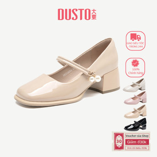  DUSTO Giày Cao Gót Dày Mary Jane Ngọc Trai Phụ Kiện Thời Trang Sang Trọng DW25C0605A 