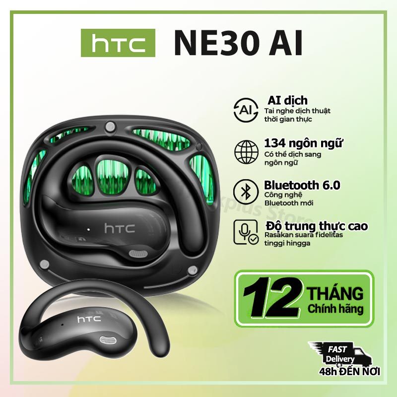 HTC NE30 Tai nghe không dây đích thực Tai nghe dịch AI Tai nghe Bluetooth không dây Bluetooth V6.0 Tai nghe chơi game loại móc tai | BigBuy360 - bigbuy360.vn