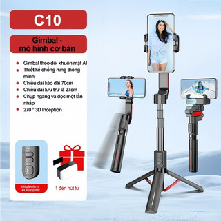  【Theo chuyển động khuôn mặt + bộ ổn định trục đơn + Bluetooth Gậy chụp ảnh có đèn led tripod giá đỡ kẹp điện thoại 3 chân cây bbluetooth để quay hình video selfie livestream C10 