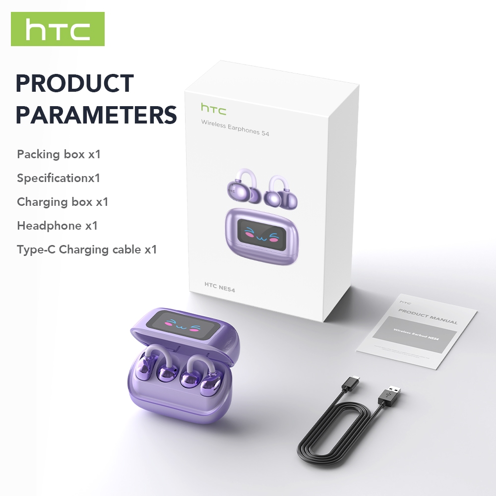 HTC NE54 Tai nghe Bluetooth không dây TWS AI V6.0 OWS Tai nghe dịch thuật thông minh Màn hình LED Chức năng hiển thị có thể dịch 134 ngoại ngữ | BigBuy360 - bigbuy360.vn