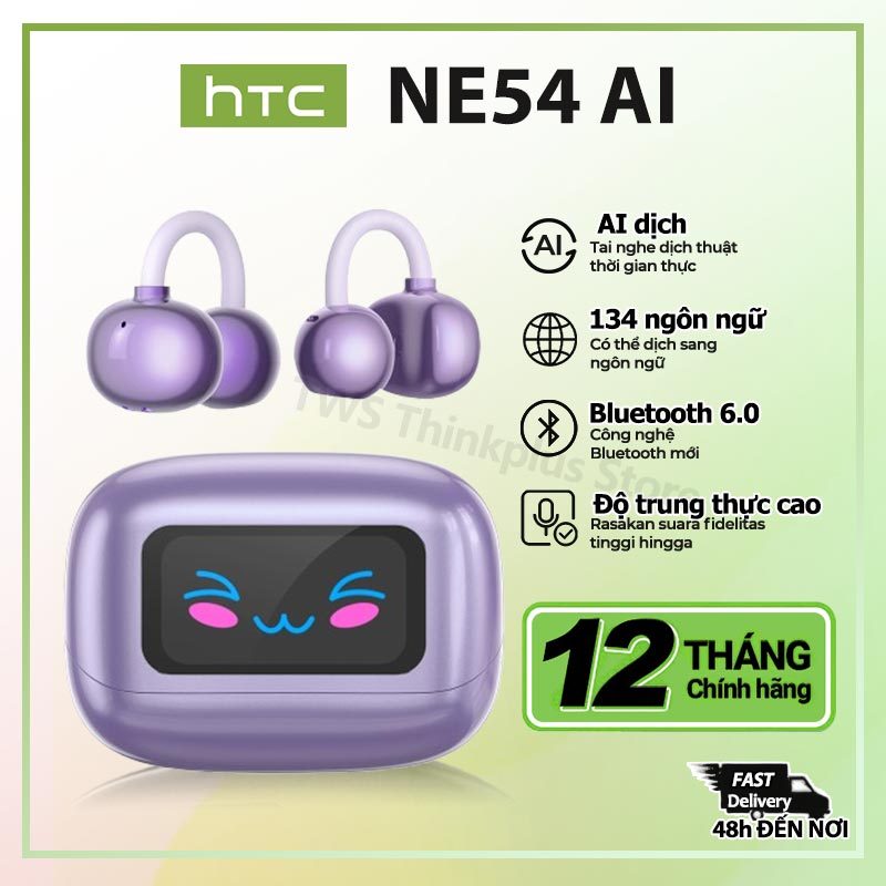 HTC NE54 Tai nghe Bluetooth không dây TWS AI V6.0 OWS Tai nghe dịch thuật thông minh Màn hình LED Chức năng hiển thị có thể dịch 134 ngoại ngữ | BigBuy360 - bigbuy360.vn