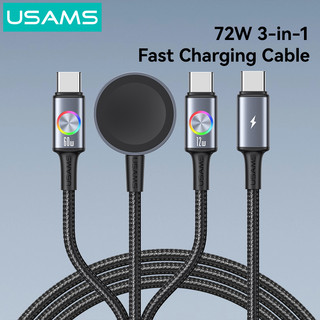  USAMS 3 trong 1 Cáp sạc Type-C Bộ sạc đồng hồ A-pple Cáp dữ liệu đa chức năng Cáp sạc USB C cho điện thoại Đồng hồ máy tính xách tay 